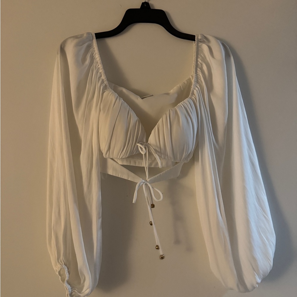 Elegant White Long Sleeve Women's Top